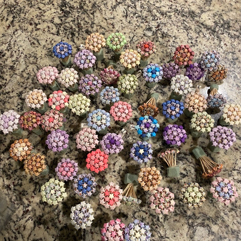 Unfinished paper Star mini flower key (57 pieces)
